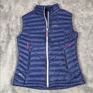 Rab Women’s Microlight Down Puffer Vest Navy Blue Pink Pertex Microlight Small